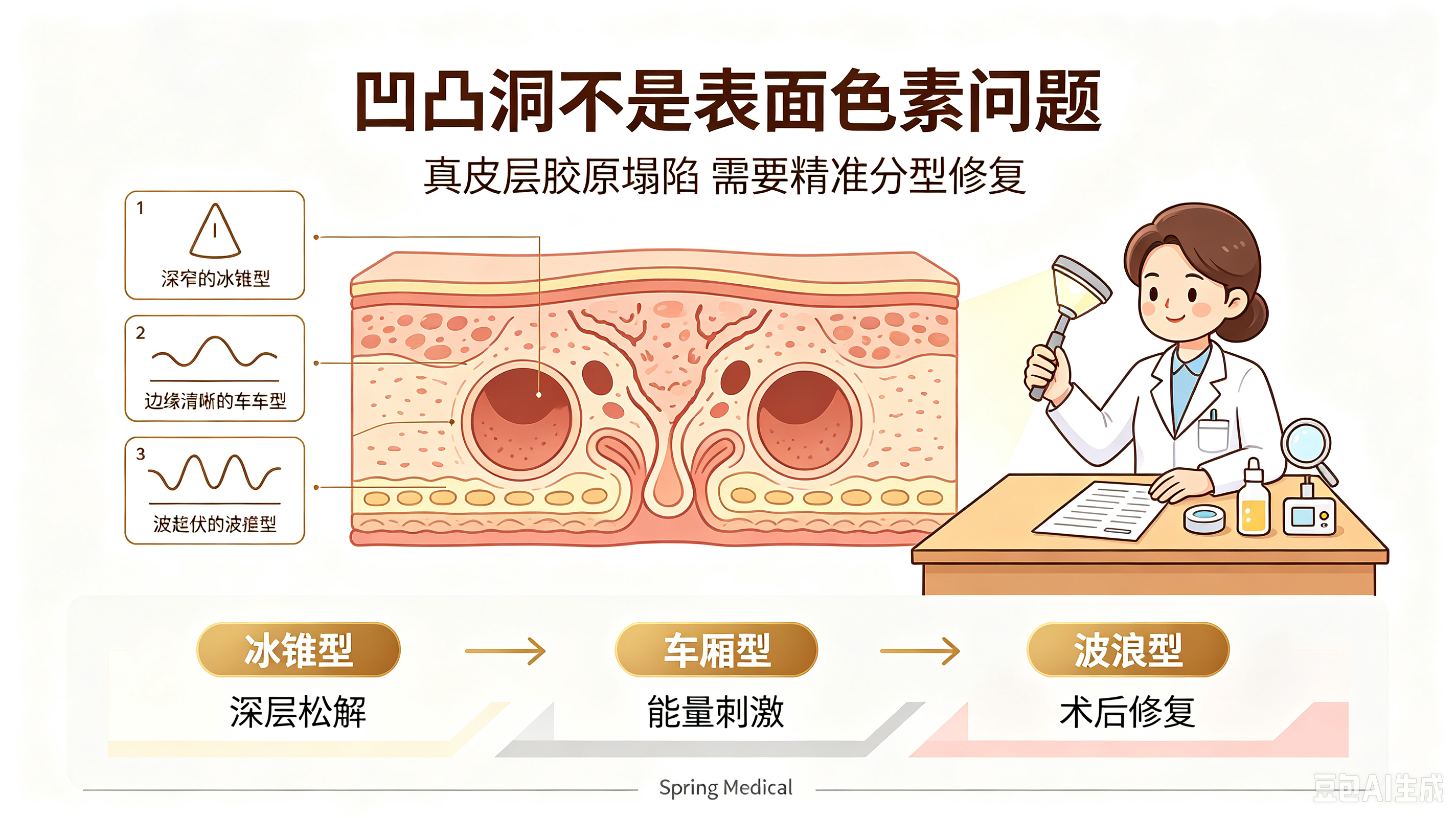 凹凸洞不是「皮膚瑕疵」，而是「真皮層永久性缺損」——我們專治別人治不好的疤痕